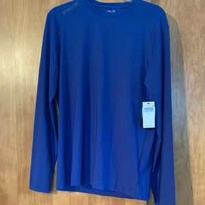 NWT Ralph Lauren RLX Blue Long Sleeve Golf Shirt Moisture Wicking & Recycled szS